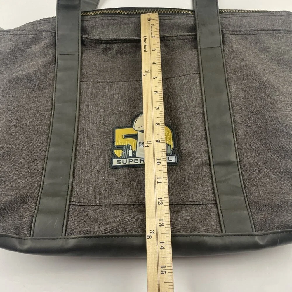 Super Bowl 50 Genuine Media Tote Bag Zip With Logo Patch Canvas Double Handle